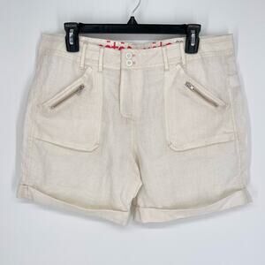 Pete & Greta by Johnny Was NEW Linen Shorts Sz 10 Zipper Accents Cuffed Hem